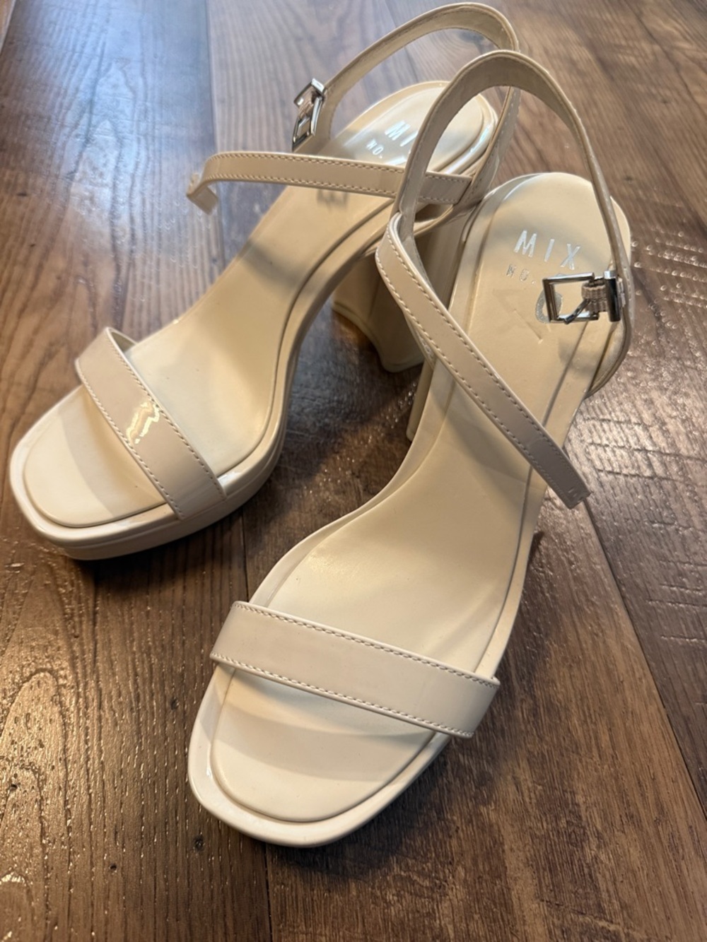 Mix No. 6 Nude Cream Slingback Block Heel Sandals